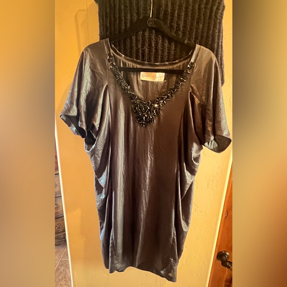 Graham & Spencer black mini dress with bodice detail Size L